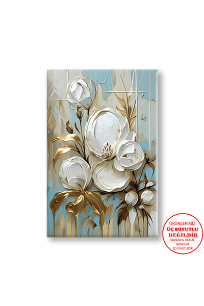 Harikabirev Pictură pe pânză pentru perete pentru sufragerie cu efect de vopsea în ulei MANOLYA SYT-1 | TABLO VERTICAL FĂRĂ CADRU