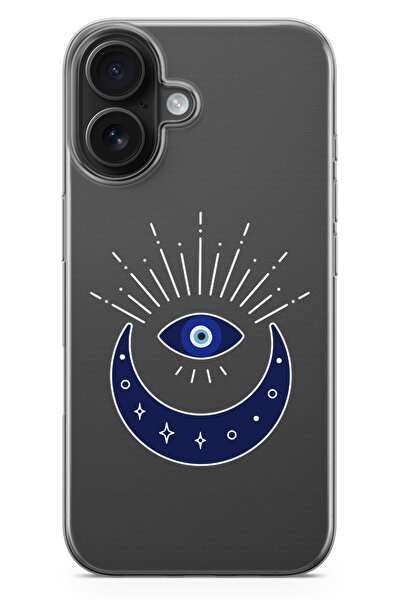 moonset Iphone 17 Uyumlu Nazar Göz Tasarımlı Baskılı Şeffaf Telefon Kılıfı