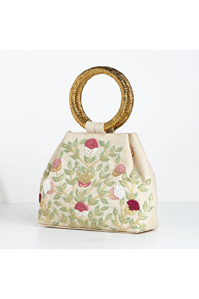 crystalicious حقيبة مكسي مصنوعة يدويًا بتصميم مطرز طبيعي على شكل سوار وحلقة، ...