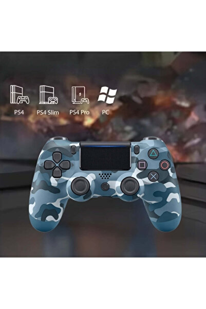 DigikalaX Controller Wireless Double-Motor Vibration Joystick, Compatible with PS4, Blue/Grey