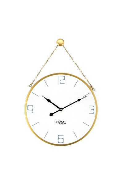Others GH 61263 Wall Clock, Analog, Round, Metal + MDF, Gold, 40 cm