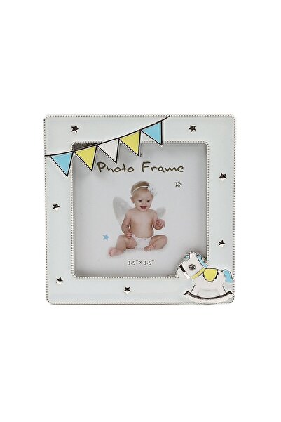 Altele Ramă foto PFZ 8994, dreptunghiulară, 9 x 9 cm, argintie + albă, metalică