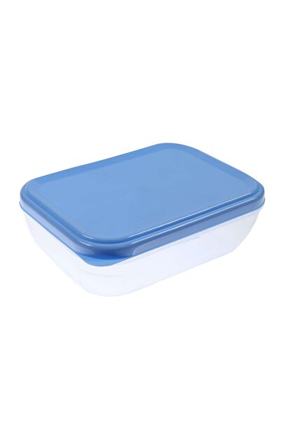 PLASTINA Recipient alimentar, Plastina, plastic, dreptunghiular, transparent + albastru, 0,5 L