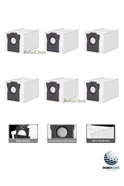 Roboclinic Ανταλλακτικές σακούλες σκόνης 6 τμχ συμβατές με Dreame X40 Ultra L40 Ultra Robot Vacuum Cleaner