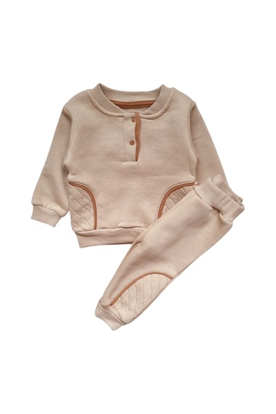 Miniworld - Boys' 2-piece cotton training set, 12-18 months, 86 cm, Brown