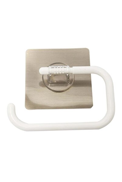 DRAMA HOME حامل مناشف وورق تواليت مع شريط لاصق أبيض/فضي