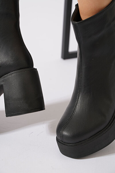 Himushe Names Platform Topuklu Kadın Bot Siyah Cilt