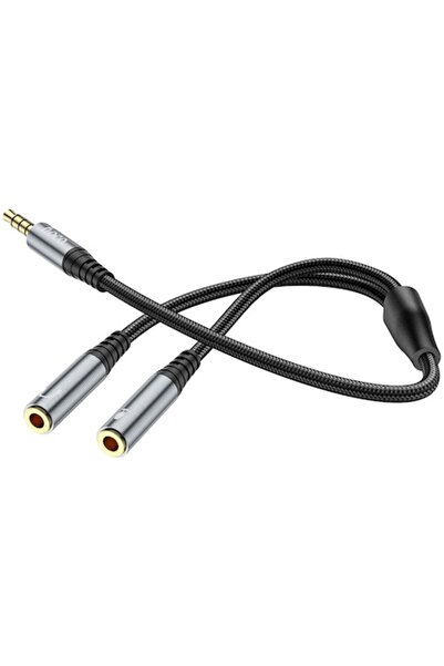 Hoco Cablu Audio HOCO, UPA21, 3.5 mm la 3.5 mm, Tata la 2 x Mama, 0.25 m, Negru