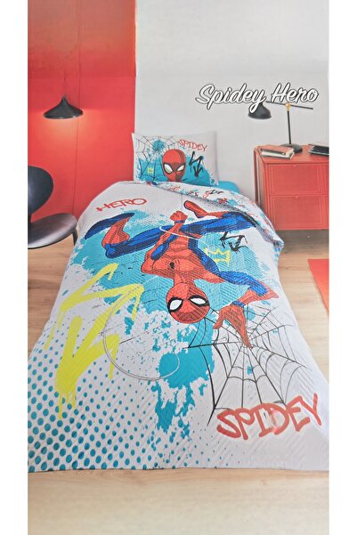 Özdilek Quilted Bedding Set Rf Green Spi̇dey Hero