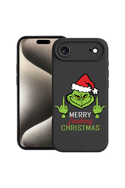 bestcase Husă premium din silicon pentru Apple iPhone 17 Air, Grinch - Crăciu...