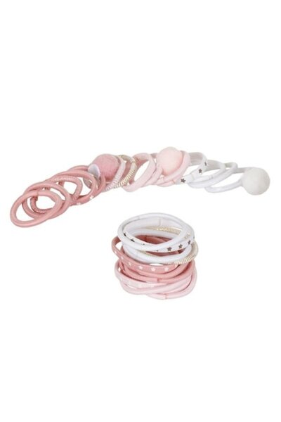 ANTBRO Set 30 elastice de păr pentru copii roz, nud și alb, cu dungi, steluțe...