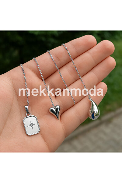 MEKKANMODA Çelik kararmaz üçlü kolye seti