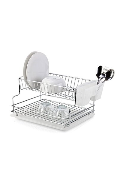 Tekno-tel Kitchen rack for dishes, Tekno-tel, KB005, chrome, 30 x 36 x 21 cm + tray + cutlery holder