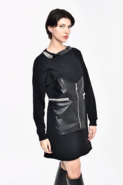 DQMANE Leather and Stone Special Design Dress