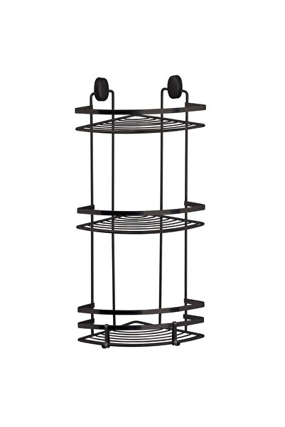 Okyanus Home Etajera baie din otel DLS-742, montaj pe colt, negru, 3 rafturi,...