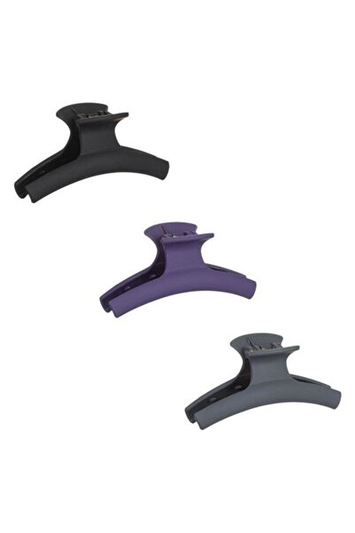 ANTBRO Σετ 3 τσιμπιδάκια μαλλιών για γυναίκες Antbro® ματ μαύρο, γκρι, μωβ, 10cm