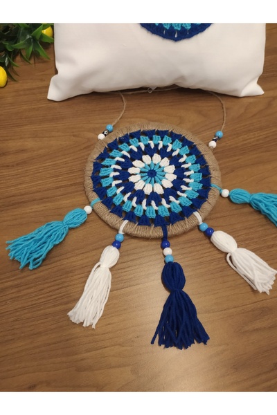 e&e süs dükkanı Pillowcase with Evil Eye Motif and Wall Decoration Model, Set of 2