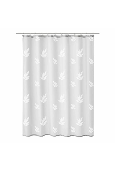 Kleine Wolke Perdea de duș Canton 34173, model frunze, albă, 180 x 200 cm