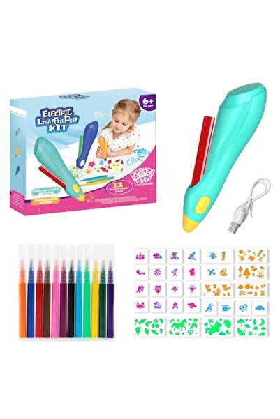 Toy Toy Toy Stilou aerograf electric cu baterie reîncărcabilă, set creativ cu...