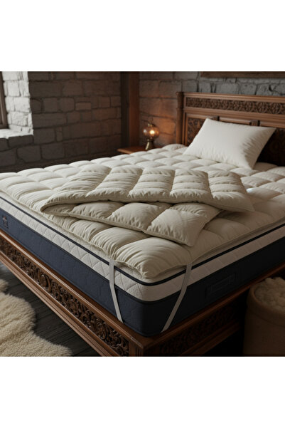 UYKUPEREST %100 Merinos Kuzu Yünü Yatak Pedi – Pamuk Kumaş | Isı-Nem Dengeleyici, Doğal Konfor - Çift Kişilik