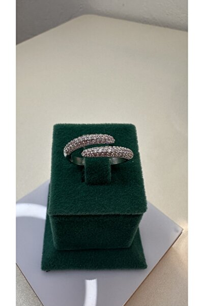 ela jewelry خاتم نسائي عصري مرصع بالأحجار الكريمة على شكل صف مزدوج