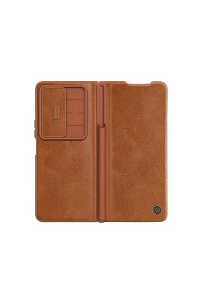 Nillkin Husă pentru Samsung Galaxy Z Fold 4, piele Qin, piele PC, maro