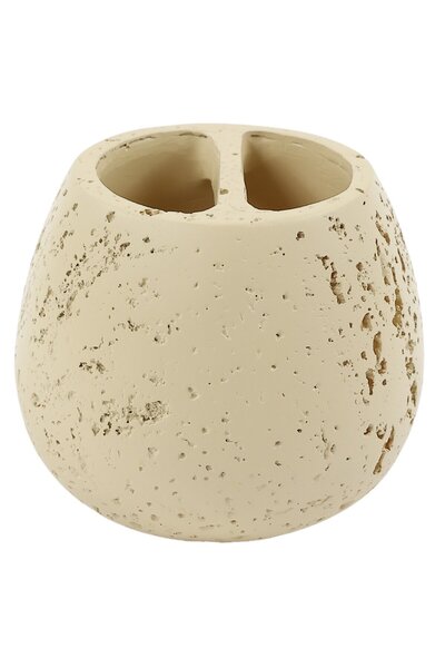 KADDA Toothbrush Holder, Rock BPO-0573B, Polyresin, Stone Finish, 11 x 8.5 cm