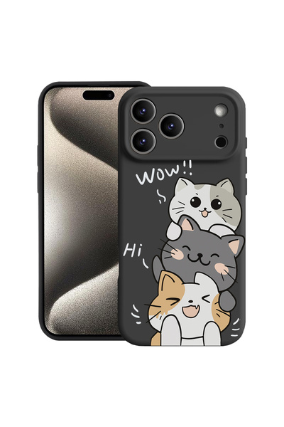 bestcase Carcasă premium din silicon pentru Apple iPhone 17 Pro Max, Cat Wow,...