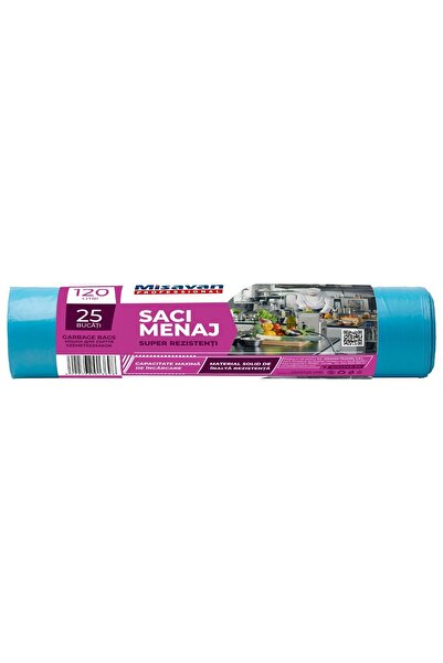 Misavan Saci de gunoi super rezistenți, albaștri, 120 L, 25 bucăți