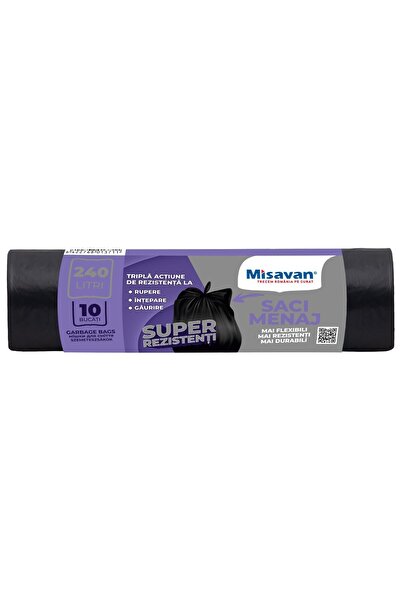 Misavan Saci de gunoi / Saci de gunoi, Super Rezistente, Negre, 240L, 10 buc