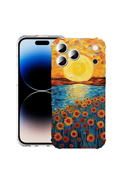 bestcase Удароустойчив калъф за Apple iPhone 17 Pro, слънчогледова рисунка, 2...