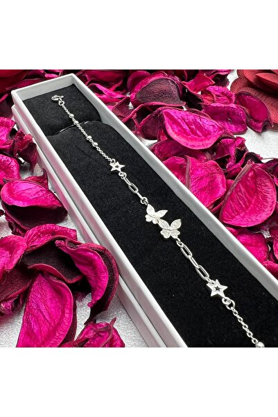 Victoria 925 Ayar Gümüş Kelebek ve Yıldız Figürlü Kadın Bileklik – Şık Tasarı...