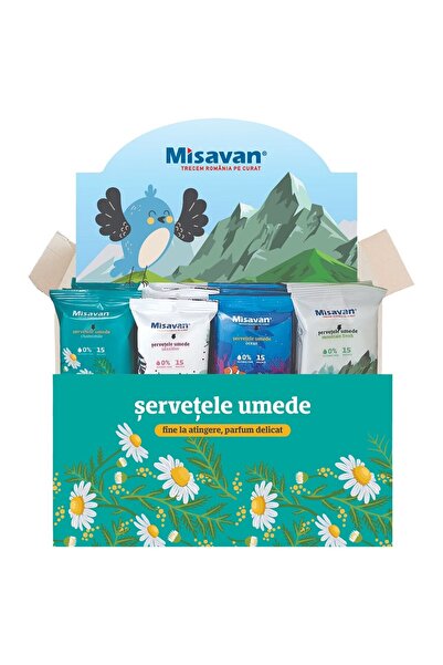 Misavan Servetele umede de buzunar Misavan, alb, 15 buc / pachet, diverse par...