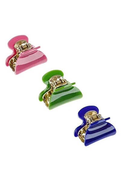 ANTBRO Σετ 3 τσιμπιδάκια μαλλιών Antbro, πράσινο, ροζ και μπλε με χρυσό εσωτε...