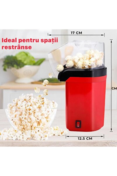 DigikalaX Hot-Air Popcorn Maker, Oil-Free, 3 Min Preparation, 1200W, Red