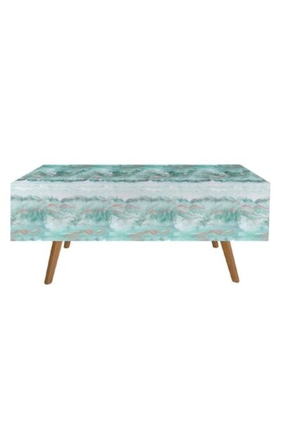ANTBRO Summer Illusion disposable plastic tablecloth, 180x120 cm, light blue with rose-gold details