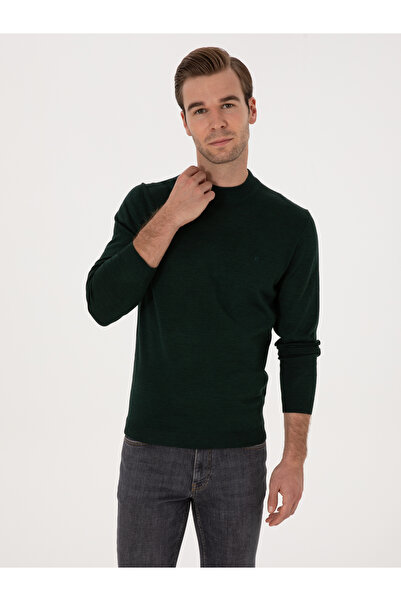 Cacharel Zümrüt Slim Fit Yün Karışımlı Çeyrek Balıkçı Yaka Basic Triko Kazak 50315295-VR055