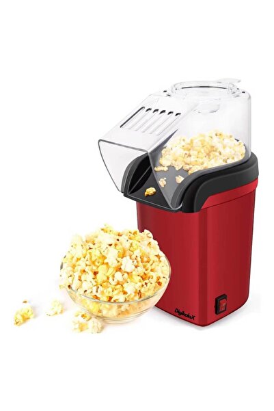 DigikalaX Hot-Air Popcorn Maker, Oil-Free, 3 Min Preparation, 1200W, Red