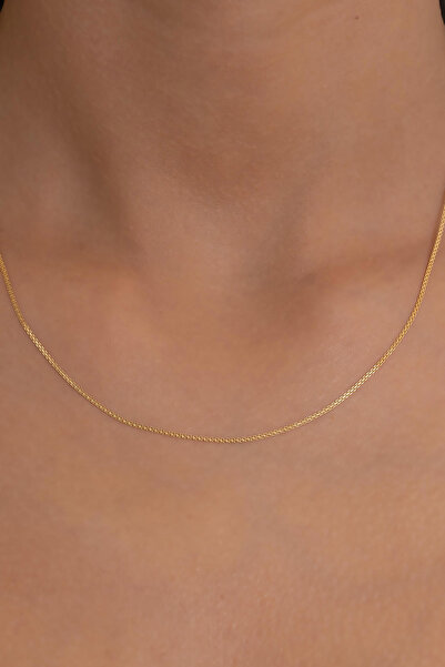 AMES GOLD KUYUMCULUK 14 Ayar Altın Işıltılı İnce Hasır Zincir Kolye