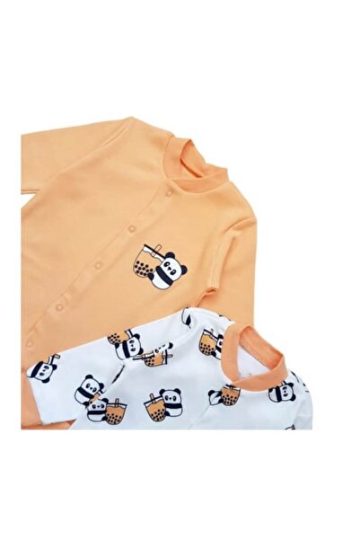 Miniworld Set 2 salopete cu botosei baieti, bumbac, Panda, marime 0-3 luni, 62 cm, Multicolor