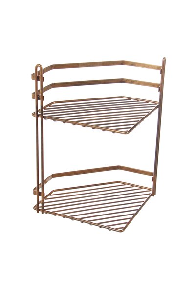 Tekno-tel Bathroom corner shelf made of metal ES075, antique finish, two shelves, 20 x 20 x 30 cm