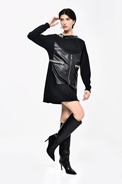 DQMANE Leather and Stone Special Design Dress