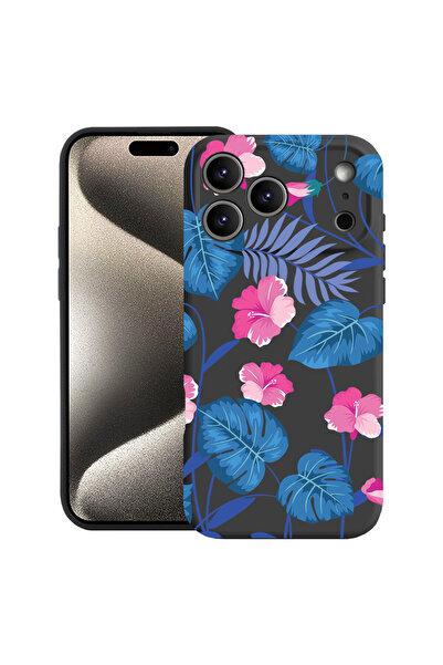 bestcase Carcasă premium din silicon pentru Apple iPhone 17 Pro, flori albast...