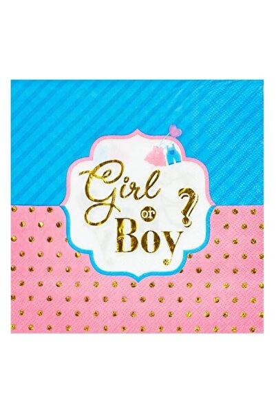 ANTBRO Servetele de Masa 'Girl or Boy?' Ciel Roz cu Folie – Set 12 buc, 33x33cm