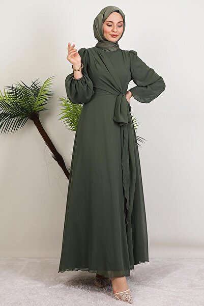 GİYZAMİLA Perry Chiffon Dress Khaki