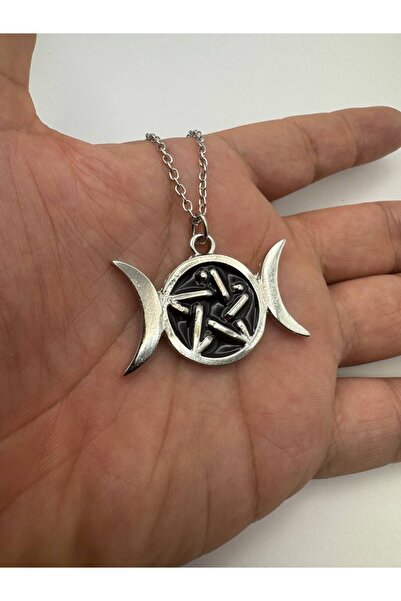 Yuchicly قلادة للرجال والنساء على شكل نجمة خماسية معدنية باللون الأسود - قوطي...