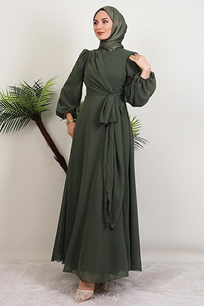 GİYZAMİLA Perry Chiffon Dress Khaki