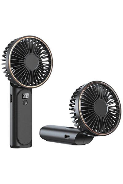 Danex Portable Fan with Battery and Digital Display, 5000mAh, B56, Silicon Flex, Deep Dark