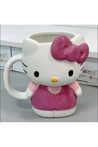 hediyeconcepti 500ml Sanrio Hello Kitty Karikatür Sevimli Seramik Yüksek Görünüm Yaratıcı Büyük Kapasiteli Kupa