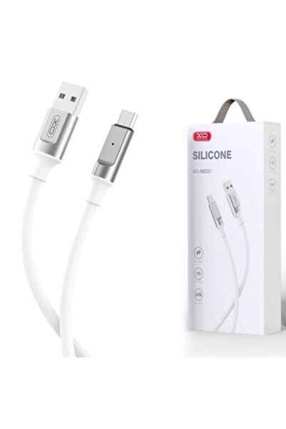 Xo Data and Charging Cable (NB251), USB-A to MicroUSB, 6A, Metallic, 1m, White